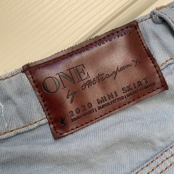 one teaspoon women’s high waist super fitted jean mini skirt raw hem size 26 - Picture 5 of 12